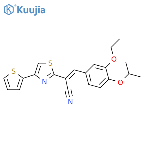 (2E)-3-[3-ethoxy-4-(propan-2-yloxy)phenyl]-2-[4-(thiophen-2-yl)-1,3-thiazol-2-yl]prop-2-enenitrile structure