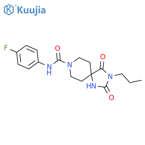 N-(4-fluorophenyl)-2,4-dioxo-3-propyl-1,3,8-triazaspiro[4.5]decane-8-carboxamide structure