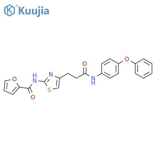 N-(4-{2-[(4-phenoxyphenyl)carbamoyl]ethyl}-1,3-thiazol-2-yl)furan-2-carboxamide structure