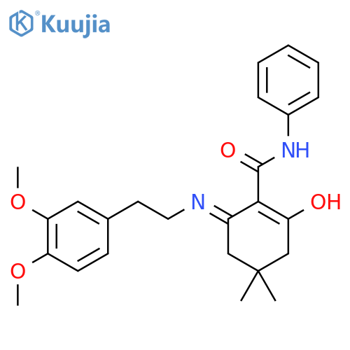 (6-((2-(3,4-Dimethoxyphenyl)ethyl)amino)-4,4-dimethyl-2-oxocyclohex-1-enyl)-N-benzamide structure