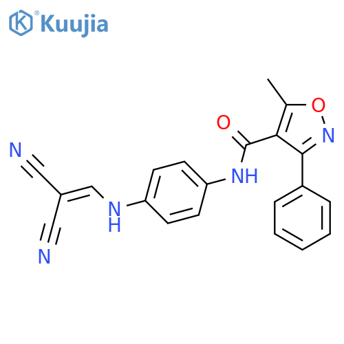 N-[4-(2,2-dicyanoethenylamino)phenyl]-5-methyl-3-phenyl-1,2-oxazole-4-carboxamide structure