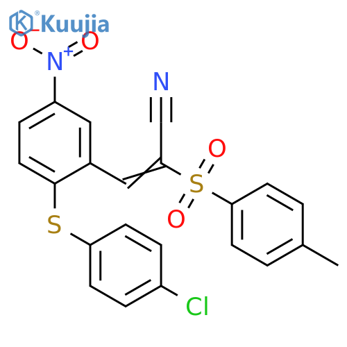 (E)-3-[2-(4-chlorophenyl)sulfanyl-5-nitrophenyl]-2-(4-methylphenyl)sulfonylprop-2-enenitrile structure