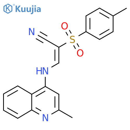 (E)-2-(4-Methylphenyl)sulfonyl-3-(2-methyl-4-quinolinyl)amino-2-propenenitrile structure