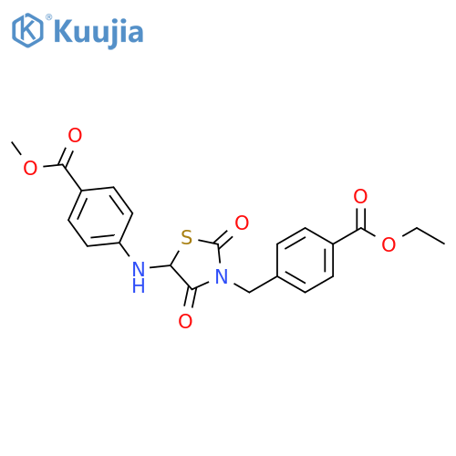 methyl 4-[(3-{[4-(ethoxycarbonyl)phenyl]methyl}-2,4-dioxo-1,3-thiazolidin-5-yl)amino]benzoate structure