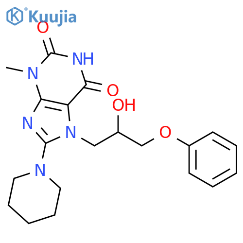 7-(2-hydroxy-3-phenoxypropyl)-3-methyl-8-(piperidin-1-yl)-2,3,6,7-tetrahydro-1H-purine-2,6-dione structure