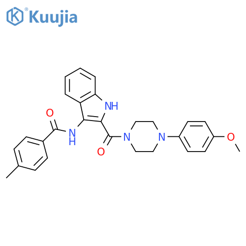 N-{2-[4-(4-methoxyphenyl)piperazine-1-carbonyl]-1H-indol-3-yl}-4-methylbenzamide structure