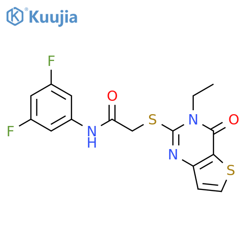 N-(3,5-difluorophenyl)-2-({3-ethyl-4-oxo-3H,4H-thieno[3,2-d]pyrimidin-2-yl}sulfanyl)acetamide structure