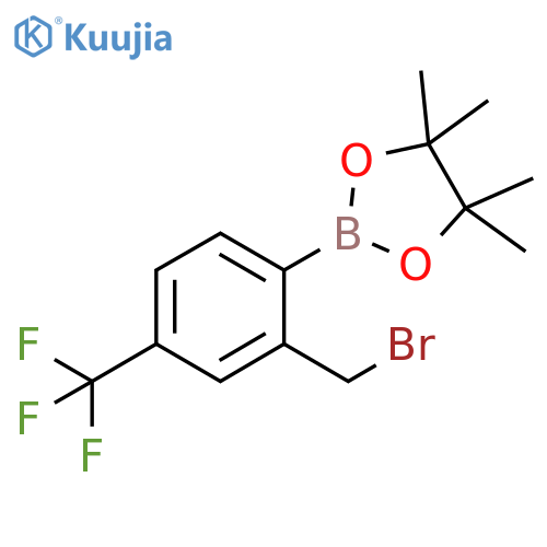 2-[2-(bromomethyl)-4-(trifluoromethyl)phenyl]-4,4,5,5-tetramethyl-1,3,2-dioxaborolane structure
