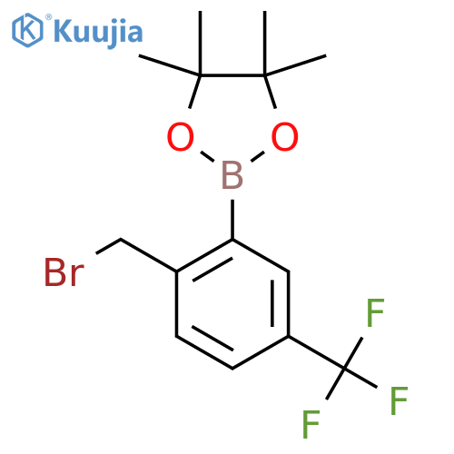 2-[2-(bromomethyl)-5-(trifluoromethyl)phenyl]-4,4,5,5-tetramethyl-1,3,2-dioxaborolane structure