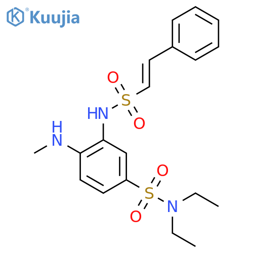 N,N-diethyl-4-(methylamino)-3-(2-phenylethenesulfonamido)benzene-1-sulfonamide structure