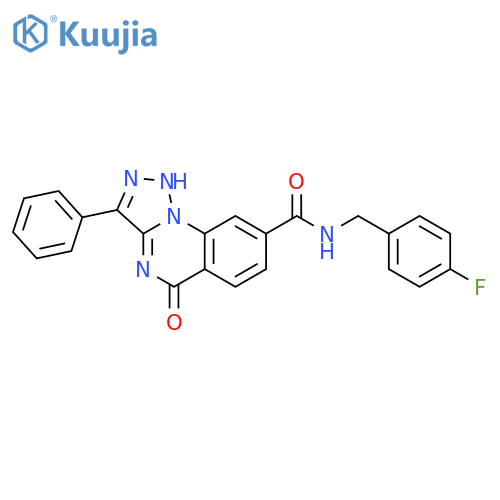 N-[(4-fluorophenyl)methyl]-5-oxo-3-phenyl-4H,5H-[1,2,3]triazolo[1,5-a]quinazoline-8-carboxamide structure
