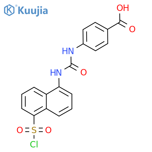 4-(3-(5-(Chlorosulfonyl)naphthalen-1-yl)ureido)benzoic acid structure
