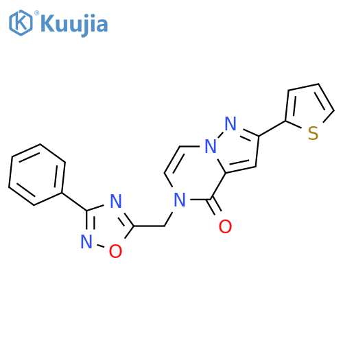 5-[(3-phenyl-1,2,4-oxadiazol-5-yl)methyl]-2-(thiophen-2-yl)-4H,5H-pyrazolo[1,5-a]pyrazin-4-one structure
