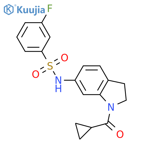 N-(1-cyclopropanecarbonyl-2,3-dihydro-1H-indol-6-yl)-3-fluorobenzene-1-sulfonamide structure