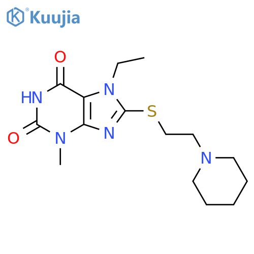 7-ethyl-3-methyl-8-{[2-(piperidin-1-yl)ethyl]sulfanyl}-2,3,6,7-tetrahydro-1H-purine-2,6-dione structure