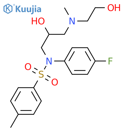 2-({3-[N-(4-fluorophenyl)4-methylbenzenesulfonamido]-2-hydroxypropyl}(methyl)amino)ethan-1-ol structure