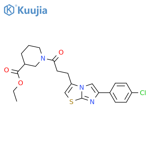 ethyl 1-{3-[6-(4-chlorophenyl)imidazo[2,1-b][1,3]thiazol-3-yl]propanoyl}piperidine-3-carboxylate structure