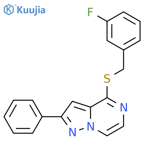4-{[(3-fluorophenyl)methyl]sulfanyl}-2-phenylpyrazolo[1,5-a]pyrazine structure