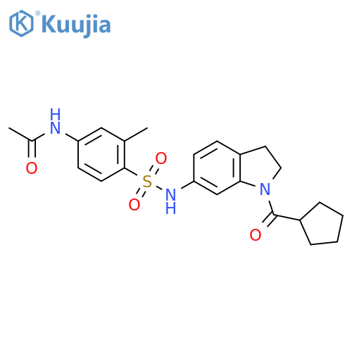 N-{4-[(1-cyclopentanecarbonyl-2,3-dihydro-1H-indol-6-yl)sulfamoyl]-3-methylphenyl}acetamide structure