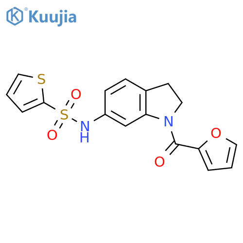 N-[1-(furan-2-carbonyl)-2,3-dihydro-1H-indol-6-yl]thiophene-2-sulfonamide structure