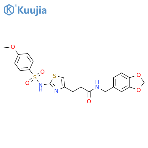 N-[(2H-1,3-benzodioxol-5-yl)methyl]-3-[2-(4-methoxybenzenesulfonamido)-1,3-thiazol-4-yl]propanamide structure