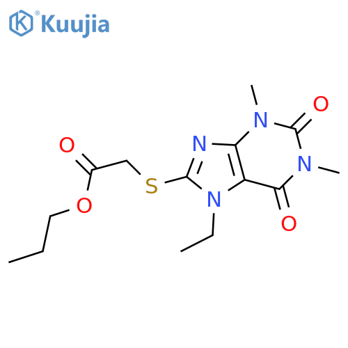 propyl 2-[(7-ethyl-1,3-dimethyl-2,6-dioxo-2,3,6,7-tetrahydro-1H-purin-8-yl)sulfanyl]acetate structure