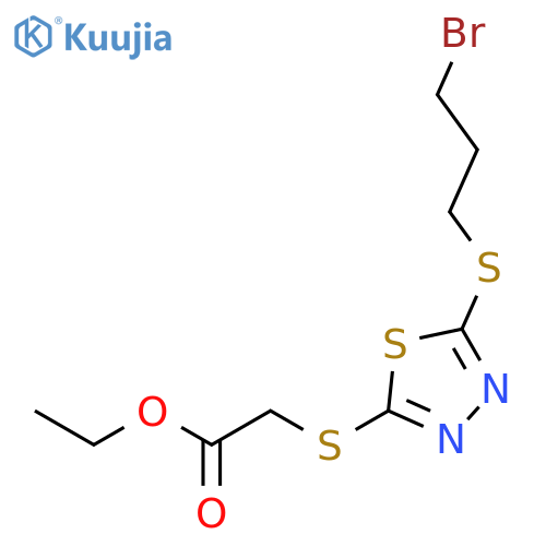 Acetic acid, [[5-[(3-bromopropyl)thio]-1,3,4-thiadiazol-2-yl]thio]-, ethyl ester structure