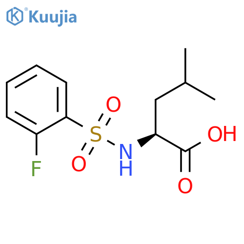 2-(2-fluorobenzenesulfonamido)-4-methylpentanoic acid structure