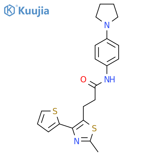 3-[2-methyl-4-(thiophen-2-yl)-1,3-thiazol-5-yl]-N-[4-(pyrrolidin-1-yl)phenyl]propanamide structure
