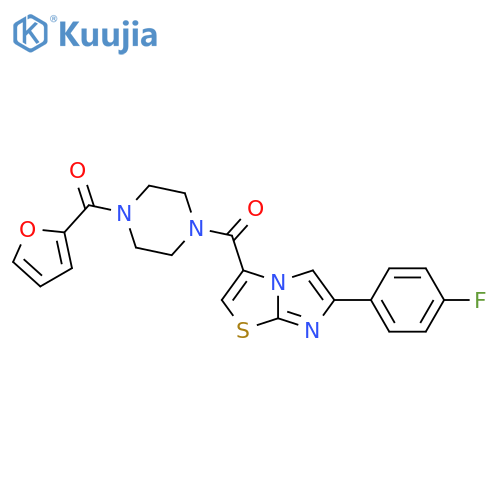 1-[6-(4-fluorophenyl)imidazo[2,1-b][1,3]thiazole-3-carbonyl]-4-(furan-2-carbonyl)piperazine structure