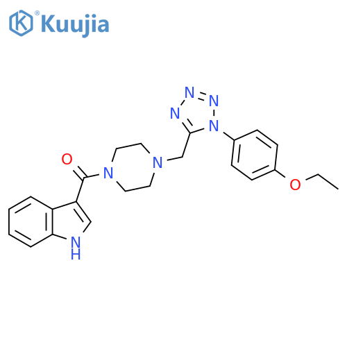 3-(4-{1-(4-ethoxyphenyl)-1H-1,2,3,4-tetrazol-5-ylmethyl}piperazine-1-carbonyl)-1H-indole structure