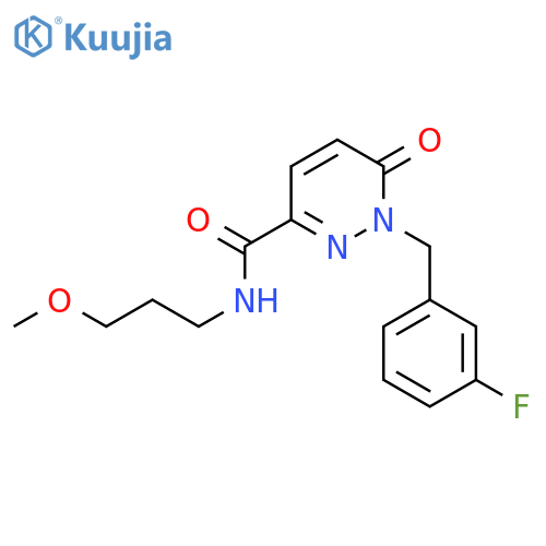 1-[(3-fluorophenyl)methyl]-N-(3-methoxypropyl)-6-oxo-1,6-dihydropyridazine-3-carboxamide structure