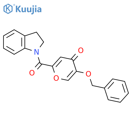 5-(benzyloxy)-2-(2,3-dihydro-1H-indole-1-carbonyl)-4H-pyran-4-one structure