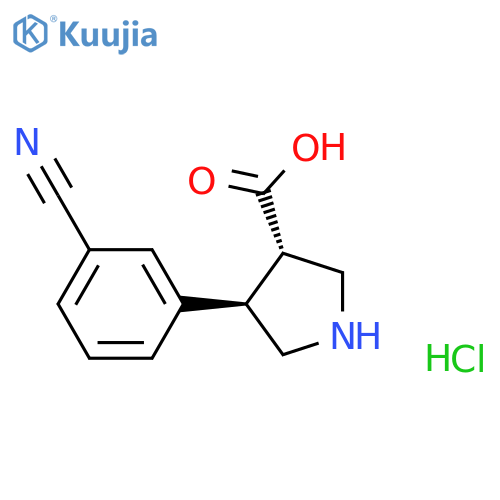 3-Pyrrolidinecarboxylic acid, 4-(3-cyanophenyl)-, hydrochloride (1:1), (3S,4R)- structure