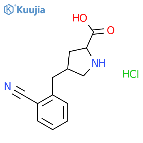 (2S,4R)-4-(2-Cyanobenzyl)pyrrolidine-2-carboxylic acid hydrochloride structure
