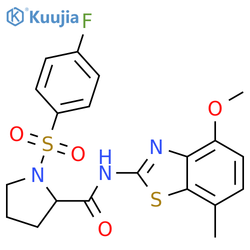 1-(4-fluorobenzenesulfonyl)-N-(4-methoxy-7-methyl-1,3-benzothiazol-2-yl)pyrrolidine-2-carboxamide structure
