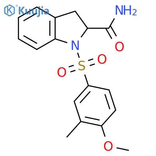 1-(4-methoxy-3-methylbenzenesulfonyl)-2,3-dihydro-1H-indole-2-carboxamide structure