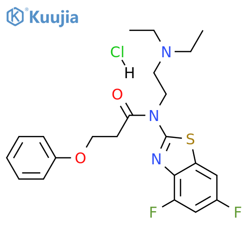 N-[2-(diethylamino)ethyl]-N-(4,6-difluoro-1,3-benzothiazol-2-yl)-3-phenoxypropanamide hydrochloride structure