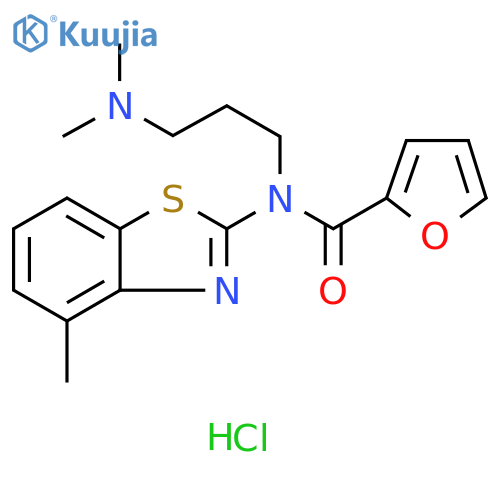 N-[3-(dimethylamino)propyl]-N-(4-methyl-1,3-benzothiazol-2-yl)furan-2-carboxamide hydrochloride structure