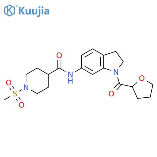 1-methanesulfonyl-N-[1-(oxolane-2-carbonyl)-2,3-dihydro-1H-indol-6-yl]piperidine-4-carboxamide structure