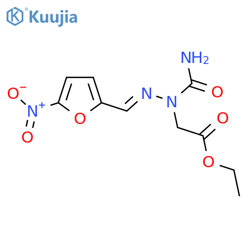 Acetic acid,2-[1-(aminocarbonyl)-2-[(5-nitro-2-furanyl)methylene]hydrazinyl]-, ethyl ester structure