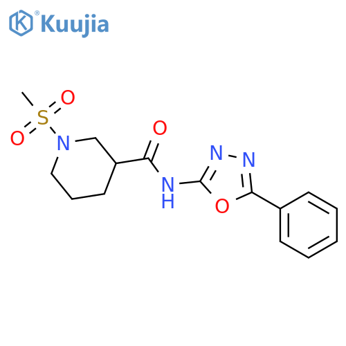1-methanesulfonyl-N-(5-phenyl-1,3,4-oxadiazol-2-yl)piperidine-3-carboxamide structure
