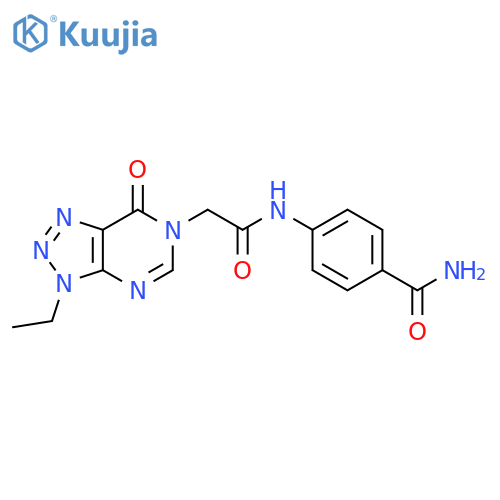 4-(2-{3-ethyl-7-oxo-3H,6H,7H-[1,2,3]triazolo[4,5-d]pyrimidin-6-yl}acetamido)benzamide structure