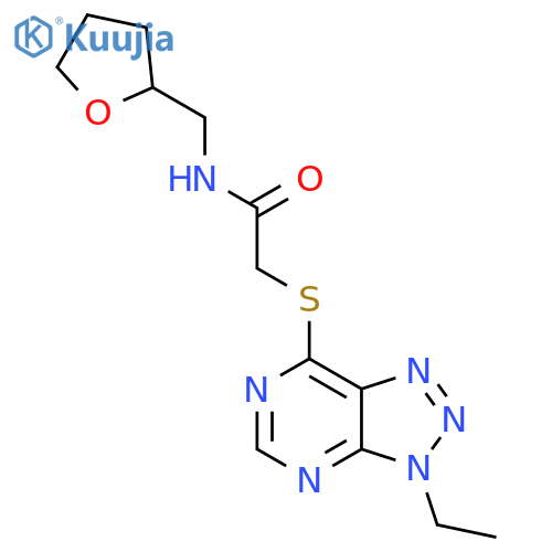 2-({3-ethyl-3H-[1,2,3]triazolo[4,5-d]pyrimidin-7-yl}sulfanyl)-N-[(oxolan-2-yl)methyl]acetamide structure