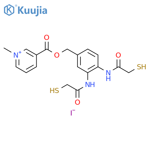 Pyridinium, 3-[[[3,4-bis[(2-mercaptoacetyl)amino]phenyl]methoxy]carbonyl]-1-methyl-, iodide (1:1) structure
