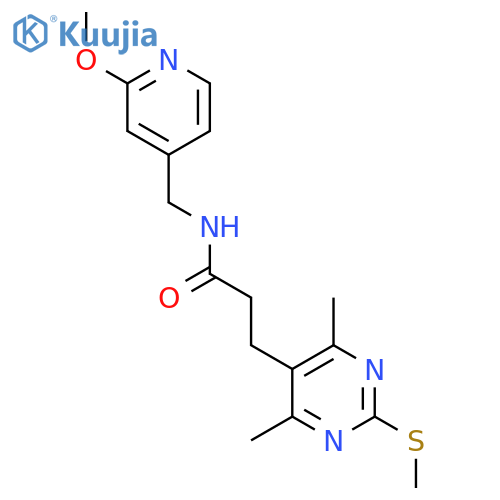 3-[4,6-dimethyl-2-(methylsulfanyl)pyrimidin-5-yl]-N-[(2-methoxypyridin-4-yl)methyl]propanamide structure
