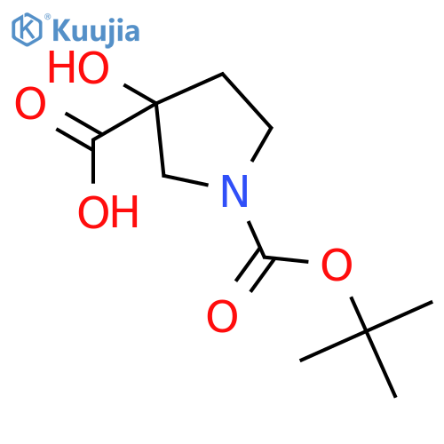 1-[(tert-butoxy)carbonyl]-3-hydroxypyrrolidine-3-carboxylic acid structure