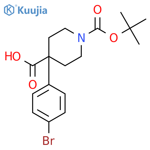 4-(4-Bromophenyl)-1-(tert-butoxycarbonyl)piperidine-4-carboxylic acid structure