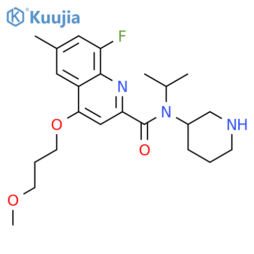 (R)-8-Fluoro-N-isopropyl-4-(3-methoxypropoxy)-6-methyl-N-(piperidin-3-yl)quinoline-2-carboxamide structure