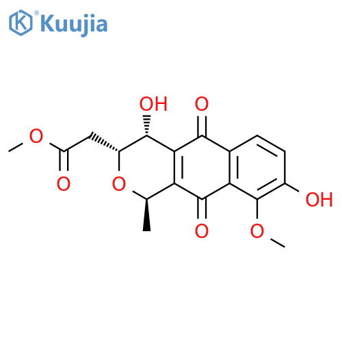 1H-Naphtho[2,3-c]pyran-3-aceticacid, 3,4,5,10-tetrahydro-4,8-dihydroxy-9-methoxy-1-methyl-5,10-dioxo-, methylester, (1R,3R,4R)- structure